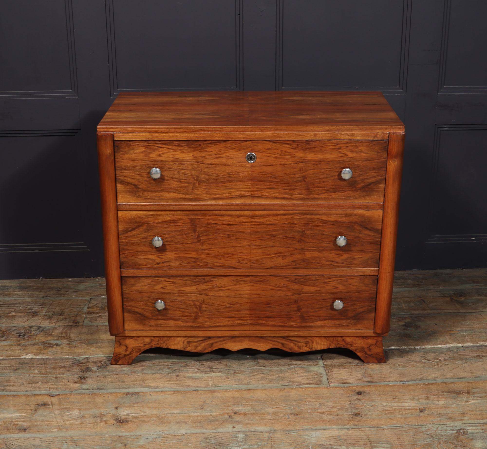 Mid-20th Century French Art Deco Walnut Chest of Drawers For Sale