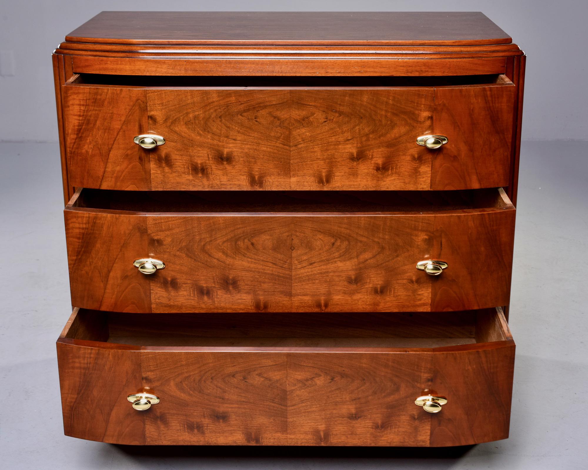 Brass French Art Deco Walnut Chest of Drawers