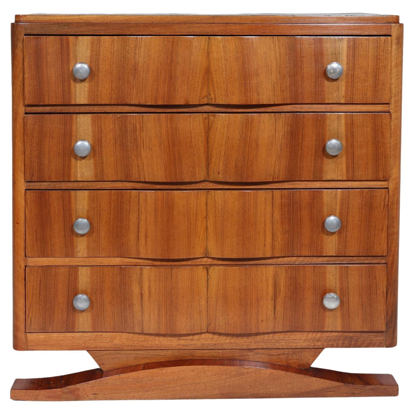 French Art Deco Walnut Chest of Drawers For Sale