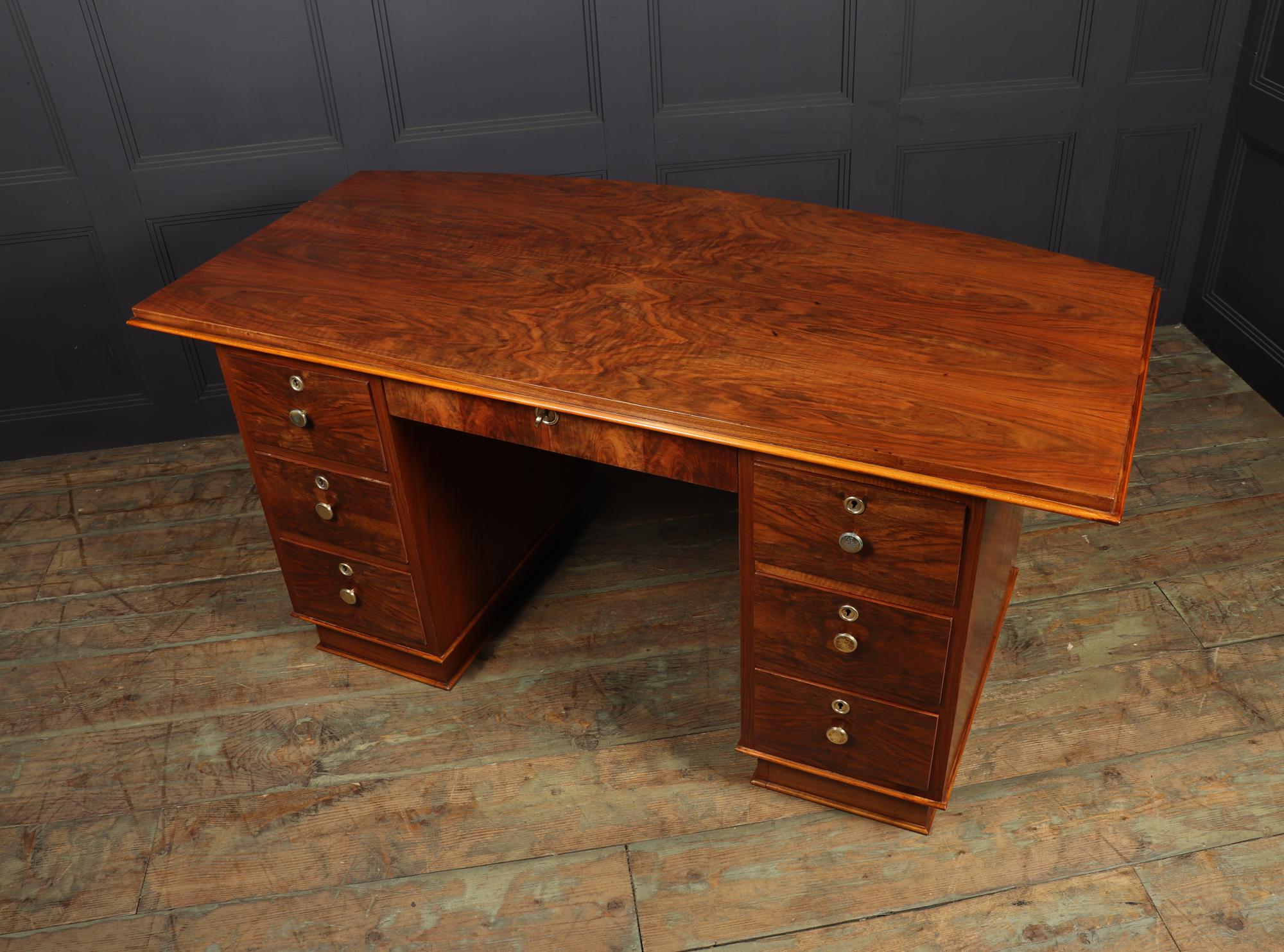 French Art Deco Walnut Desk 4