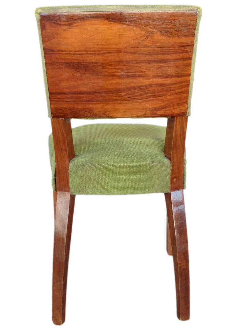 French Art Deco Walnut Dining Chair, Set of Four In Good Condition In Van Nuys, CA