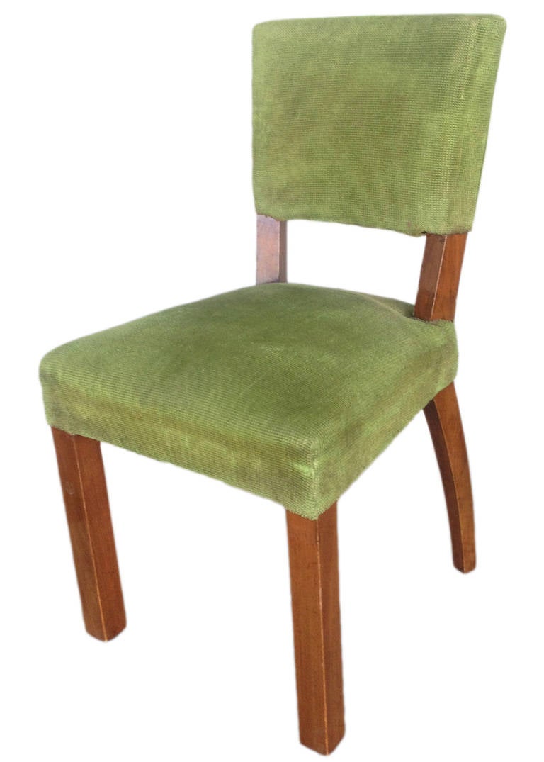 20th Century French Art Deco Walnut Dining Chair, Set of Four
