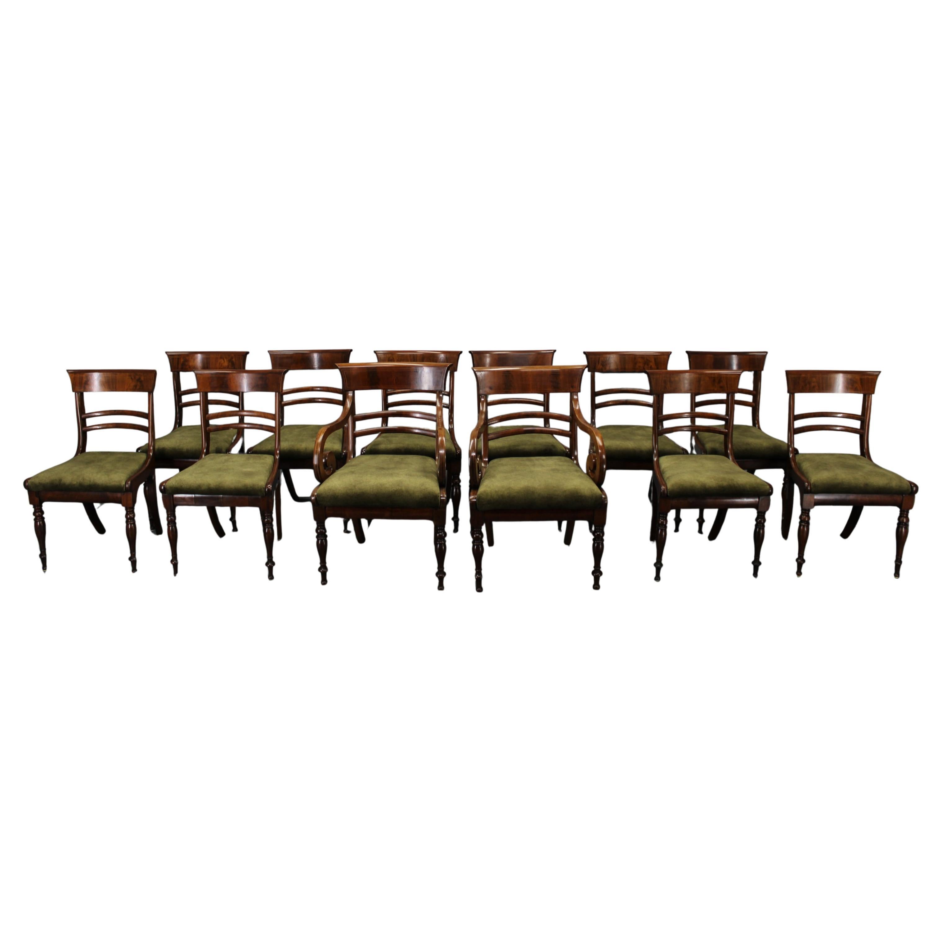 French Art Deco Walnut Dining Chair Set with Armchairs, France 1930s For Sale