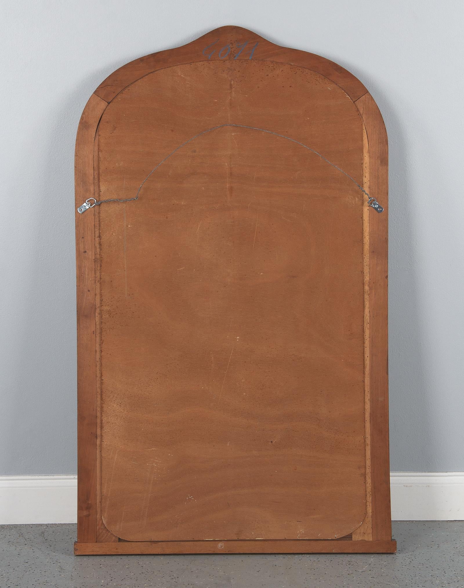 French Art Deco Walnut Frame Beveled Mirror, 1930s 12