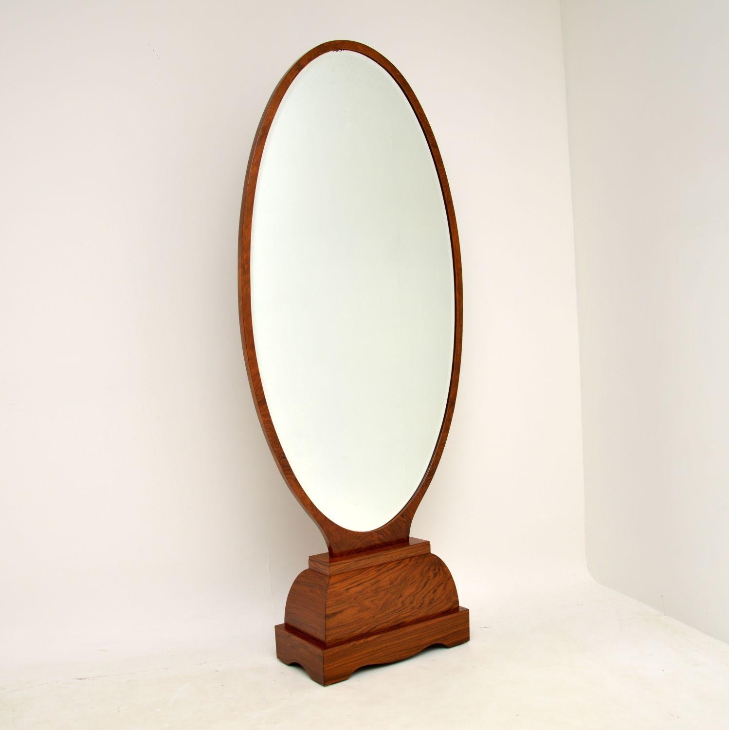 French Art Deco Walnut Free Standing Mirror 7