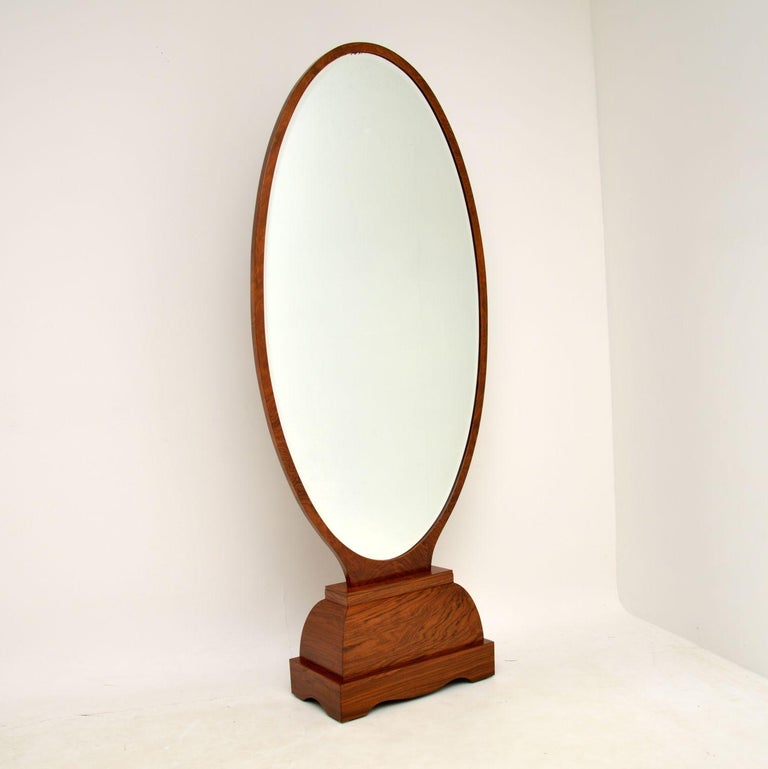 French Art Deco Walnut Free Standing Mirror at 1stDibs