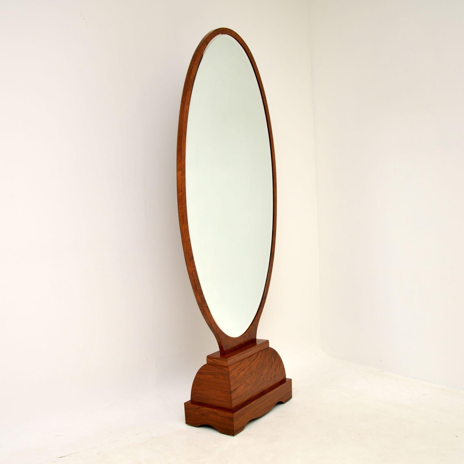 French Art Deco Walnut Free Standing Mirror In Good Condition In London, GB