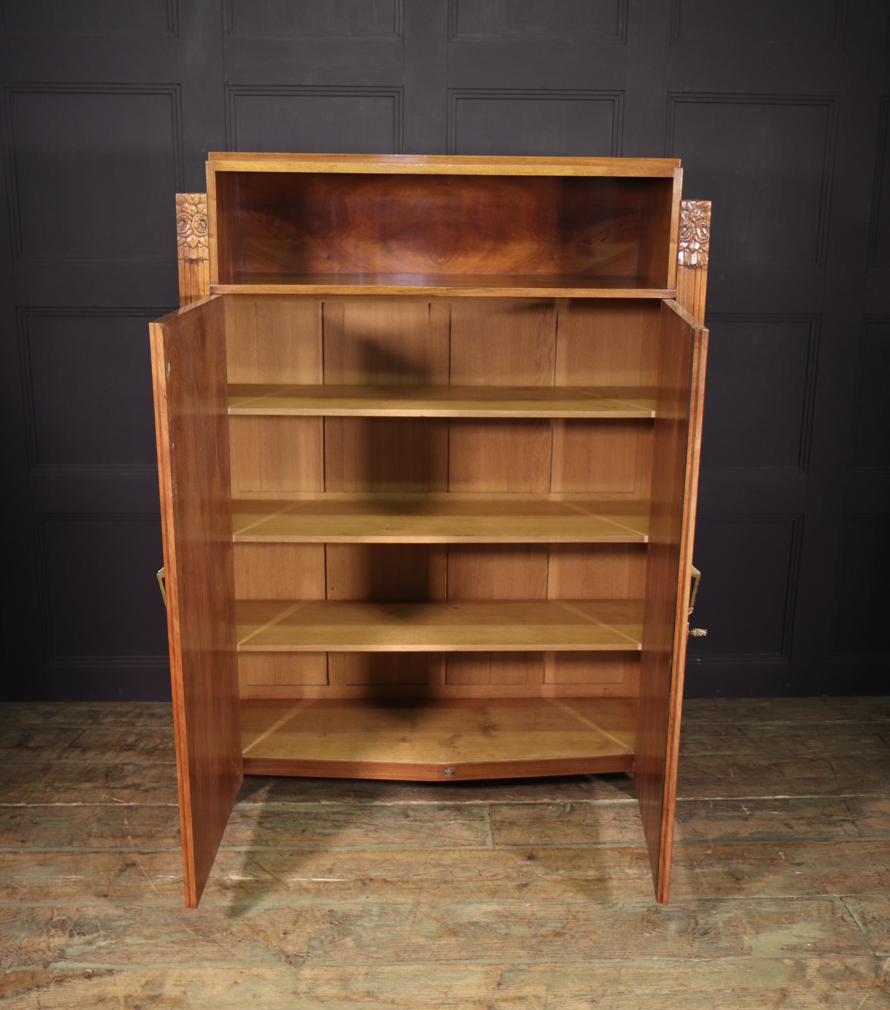 French Art Deco Walnut Library Bookcase For Sale 2
