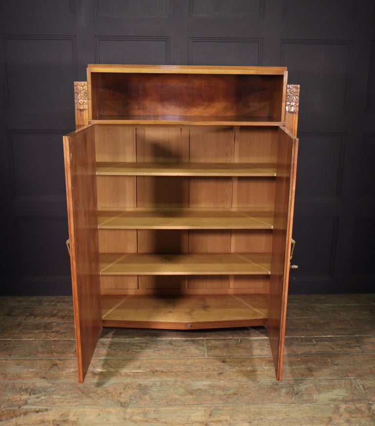 French Art Deco Walnut Library Bookcase For Sale at 1stDibs