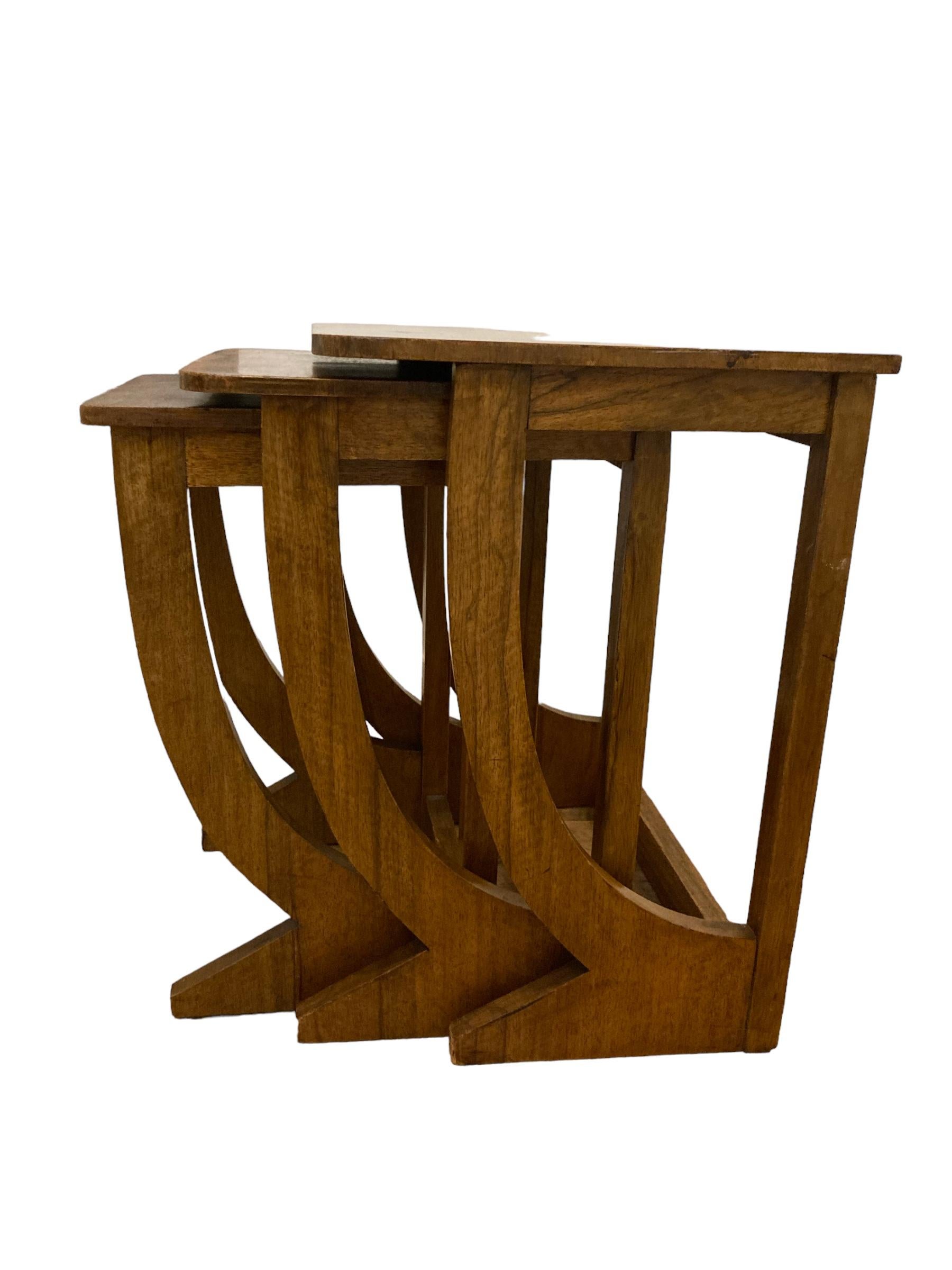 French Art Deco Walnut Nest of Tables For Sale 6