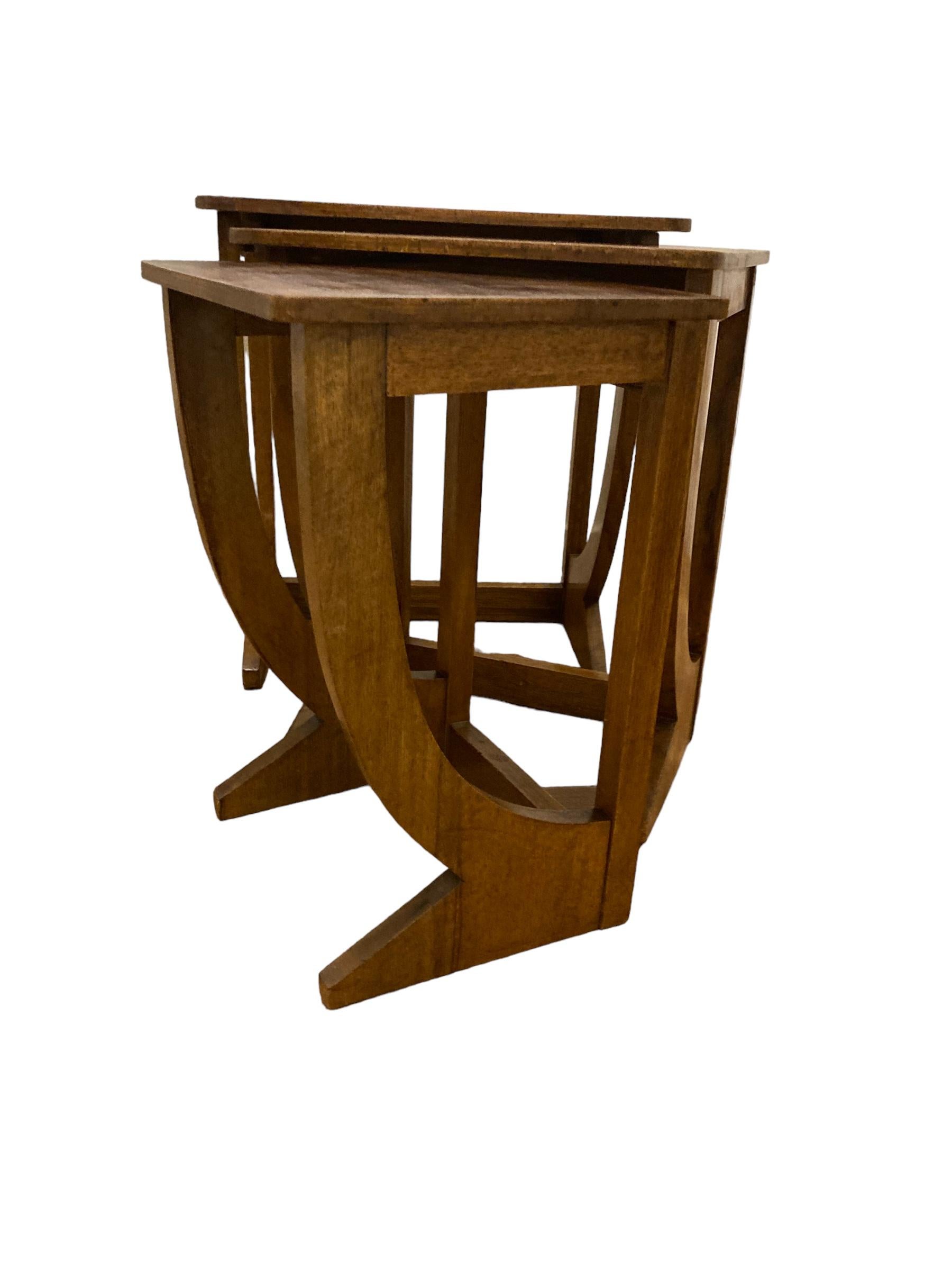 French Art Deco Walnut Nest of Tables For Sale 2