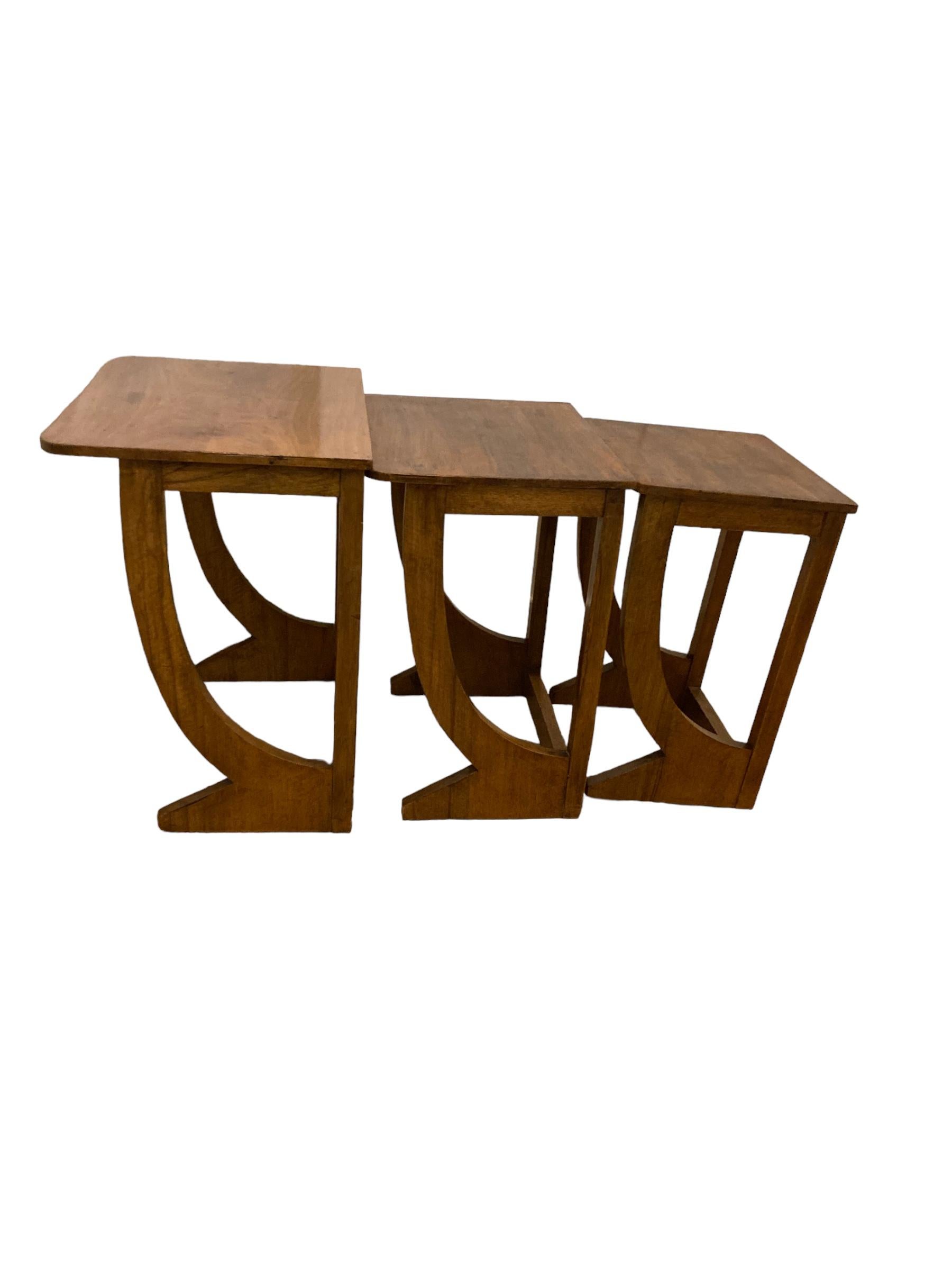French Art Deco Walnut Nest of Tables For Sale 5