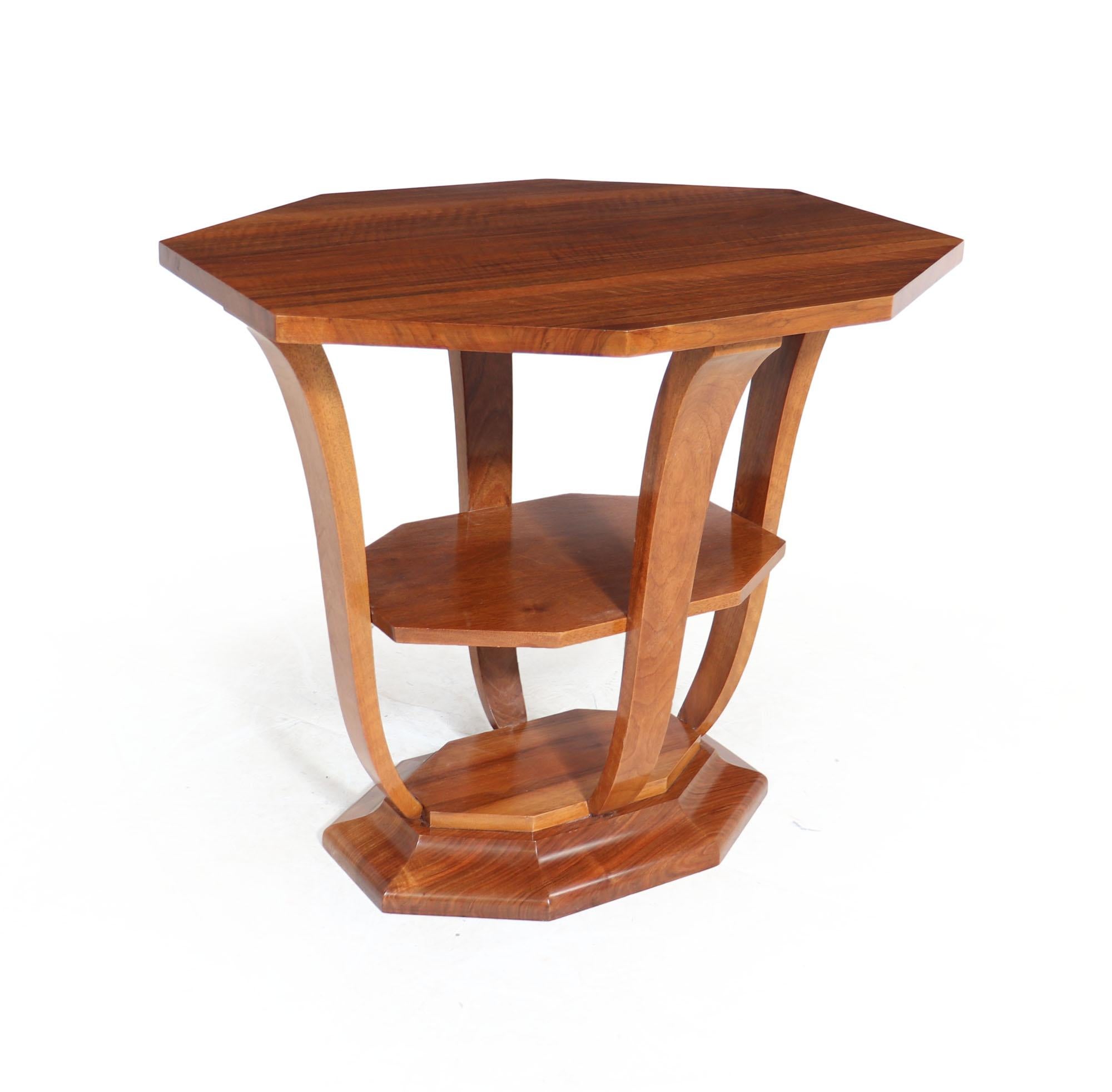 Early 20th Century French Art Deco Walnut Occasional Table For Sale
