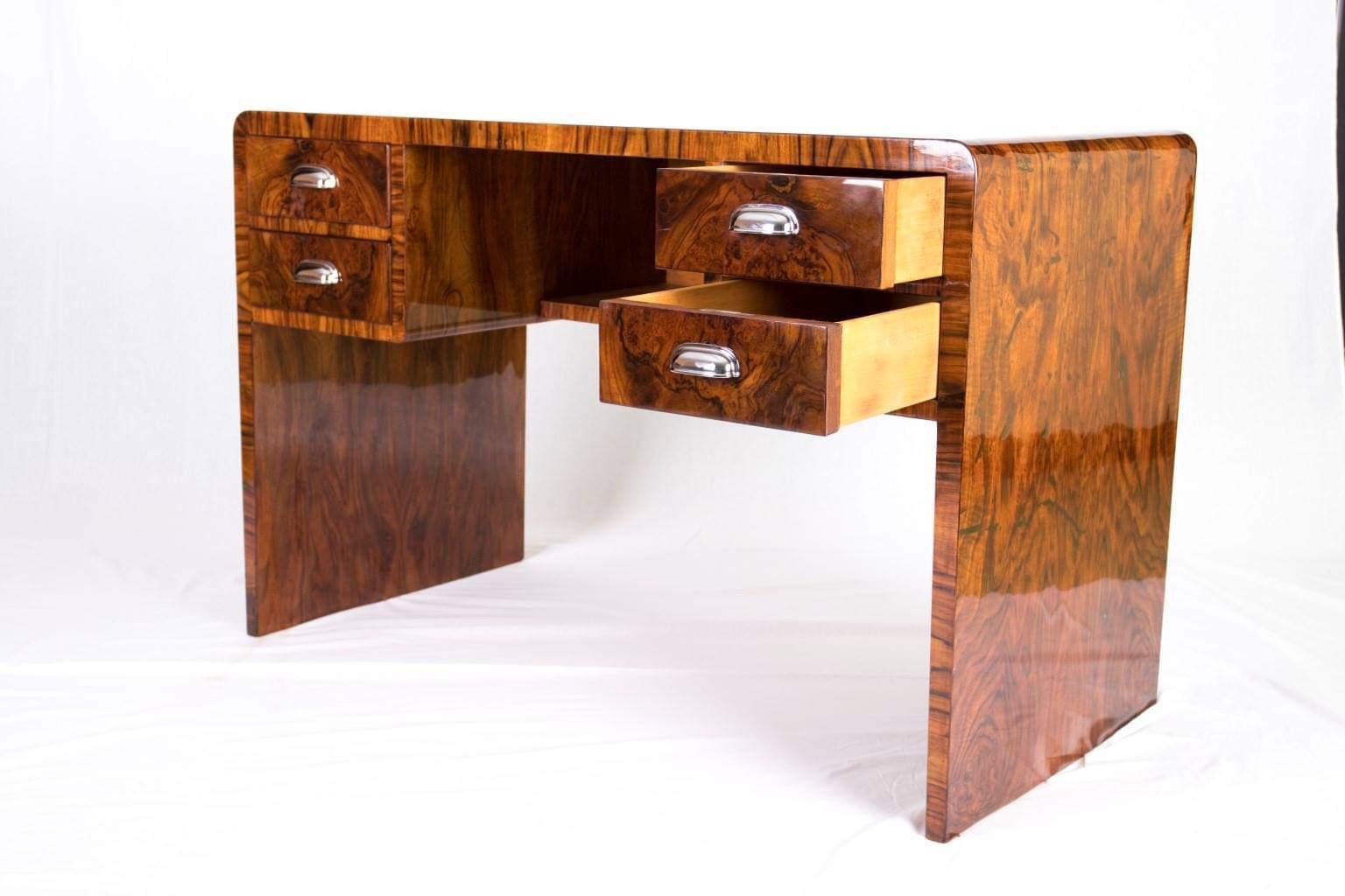 French Art-Deco Walnut Root Desk 12