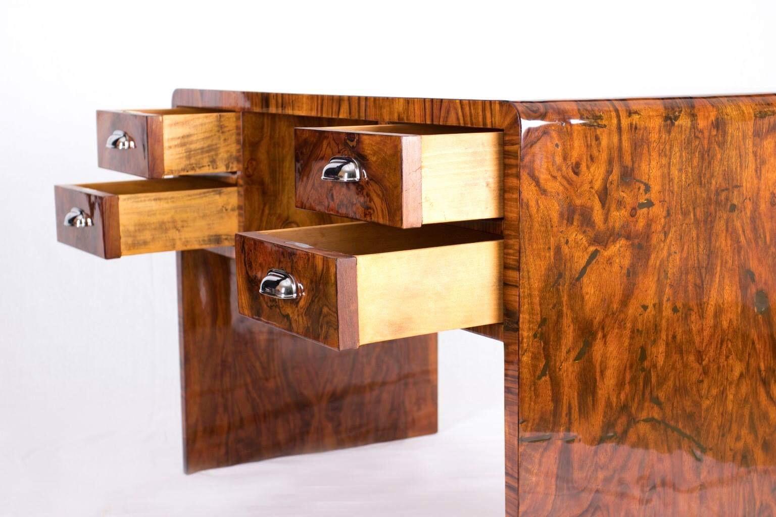 French Art-Deco Walnut Root Desk 1