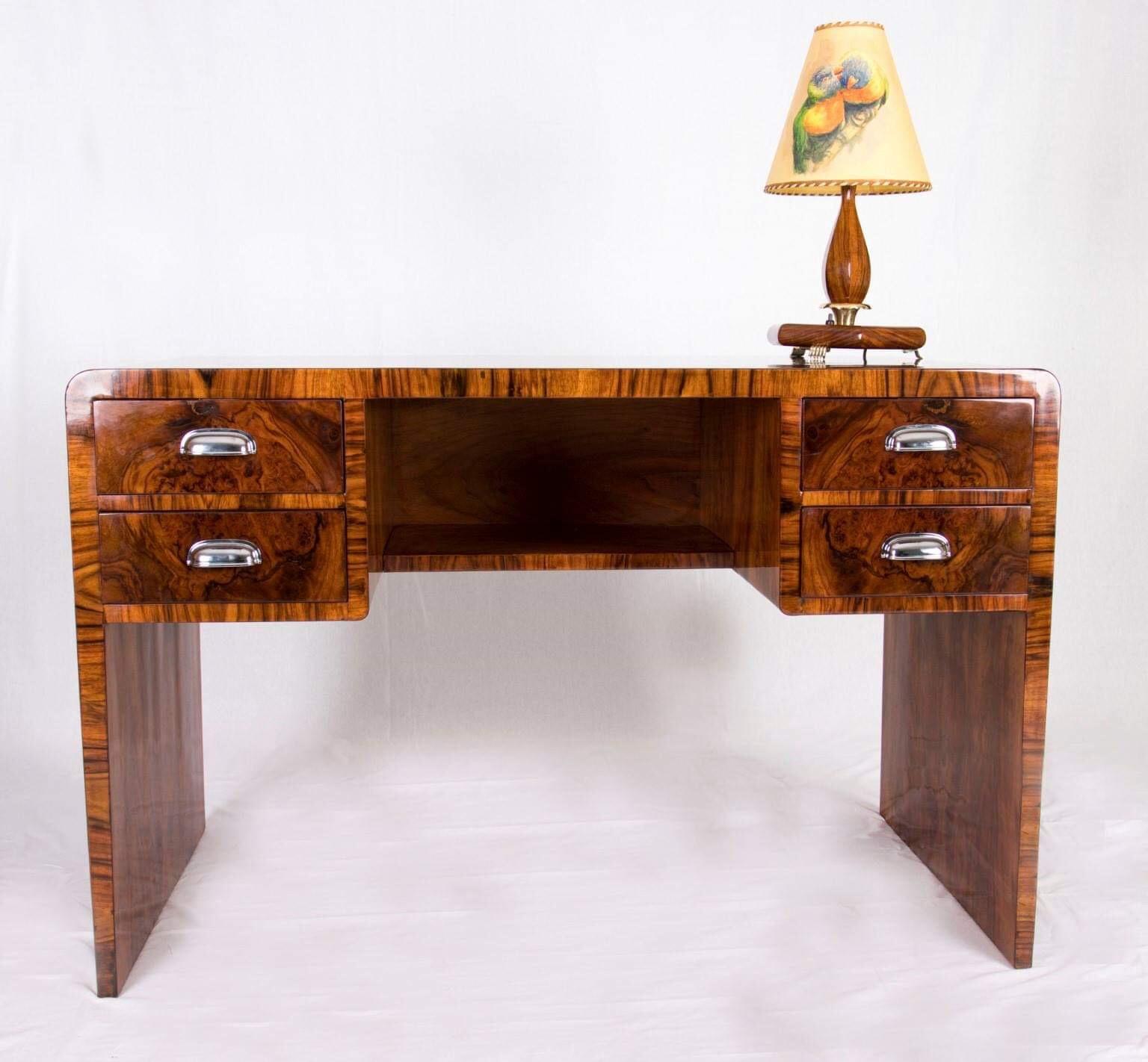 French Art-Deco Walnut Root Desk 3