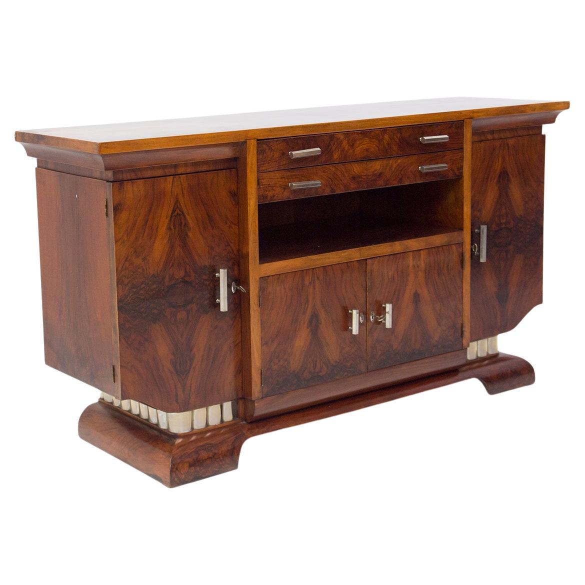 French Art Deco Walnut Root Sideboard For Sale