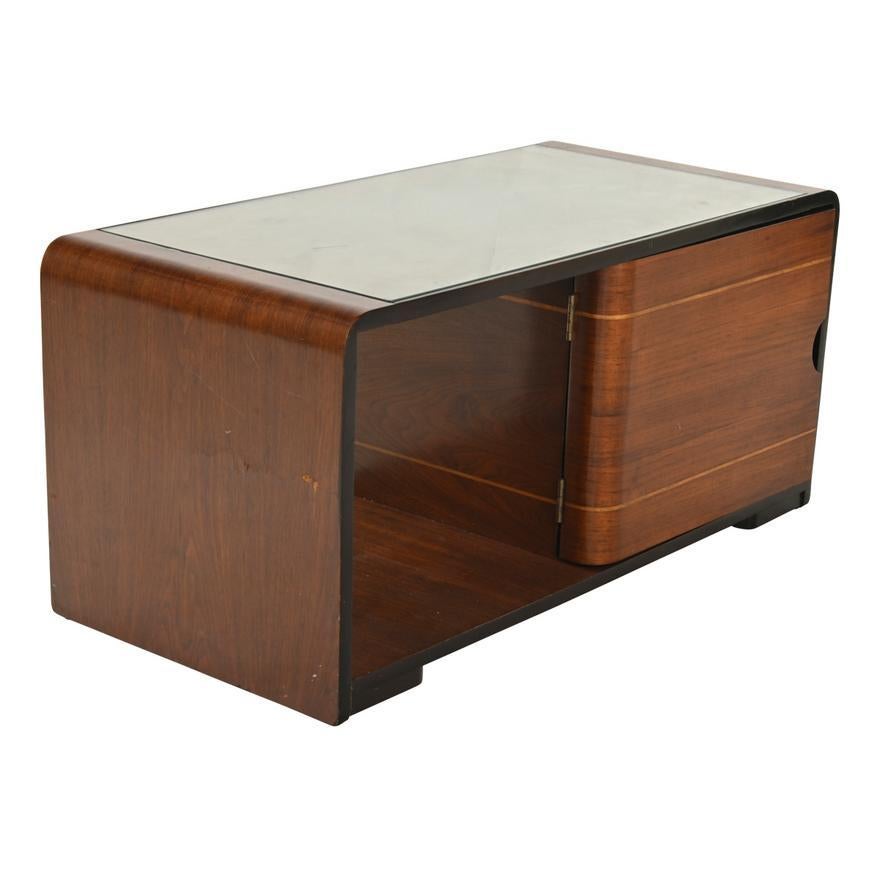 French Art Deco Walnut & Rosewood Inlaid Liquor Cabinet Coffee Table Circa 1930 In Good Condition For Sale In Los Angeles, CA