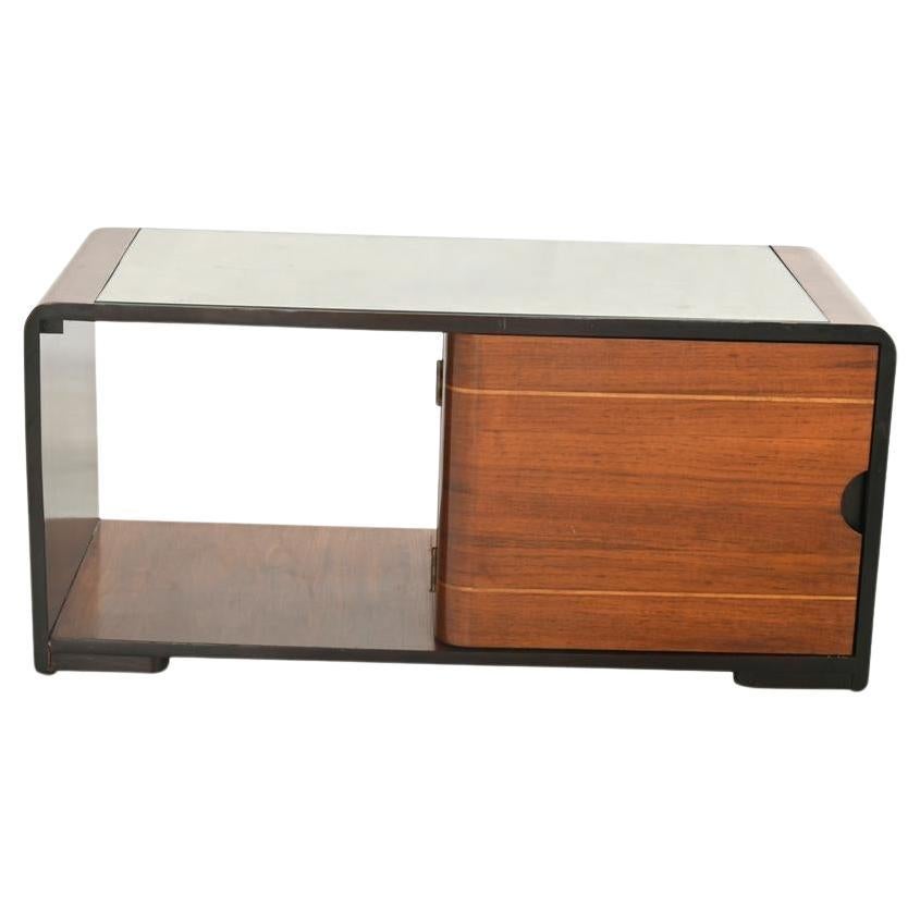 French Art Deco Walnut & Rosewood Inlaid Liquor Cabinet Coffee Table Circa 1930 For Sale