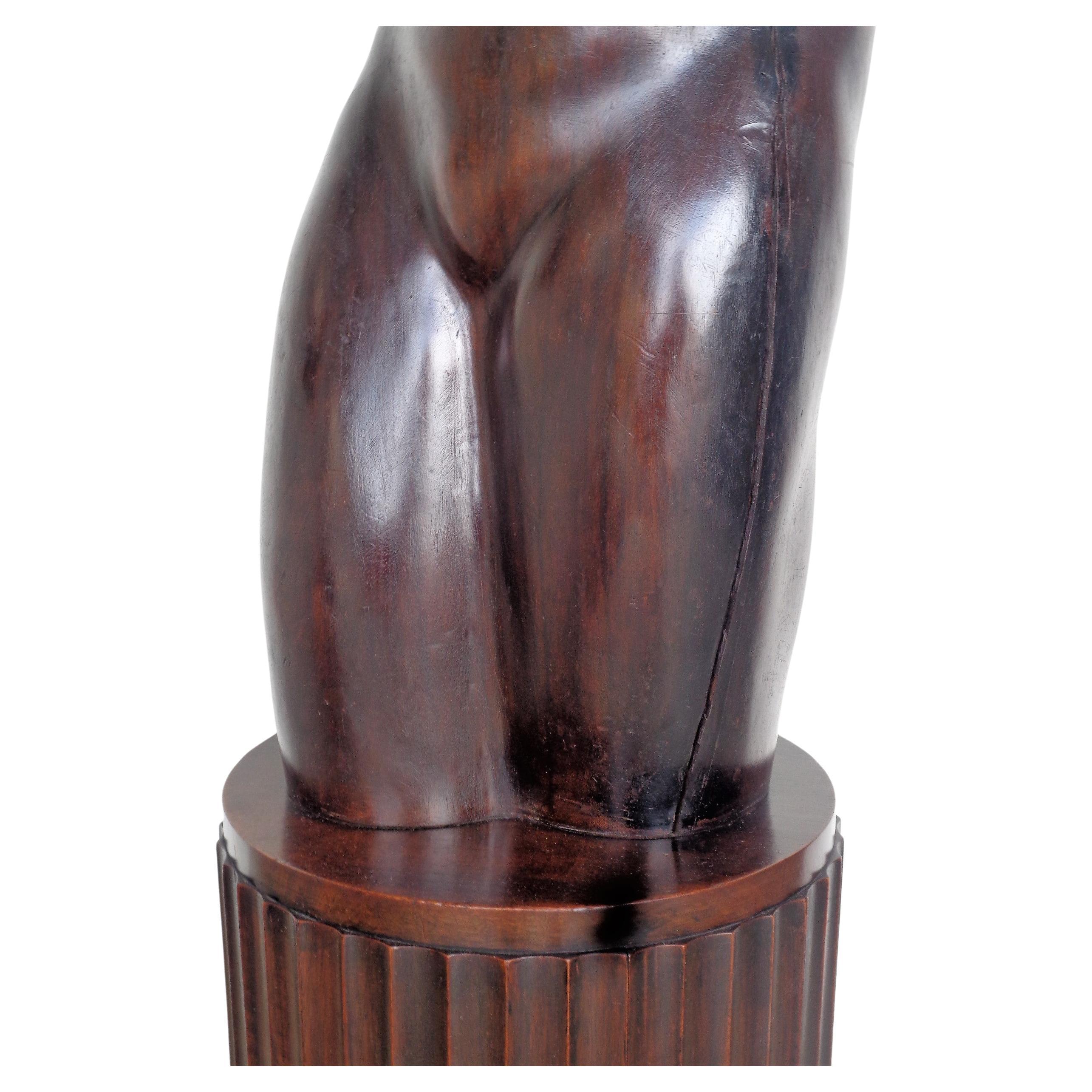 French Art Deco Walnut Sculpture Nude Woman, circa 1920 For Sale 9