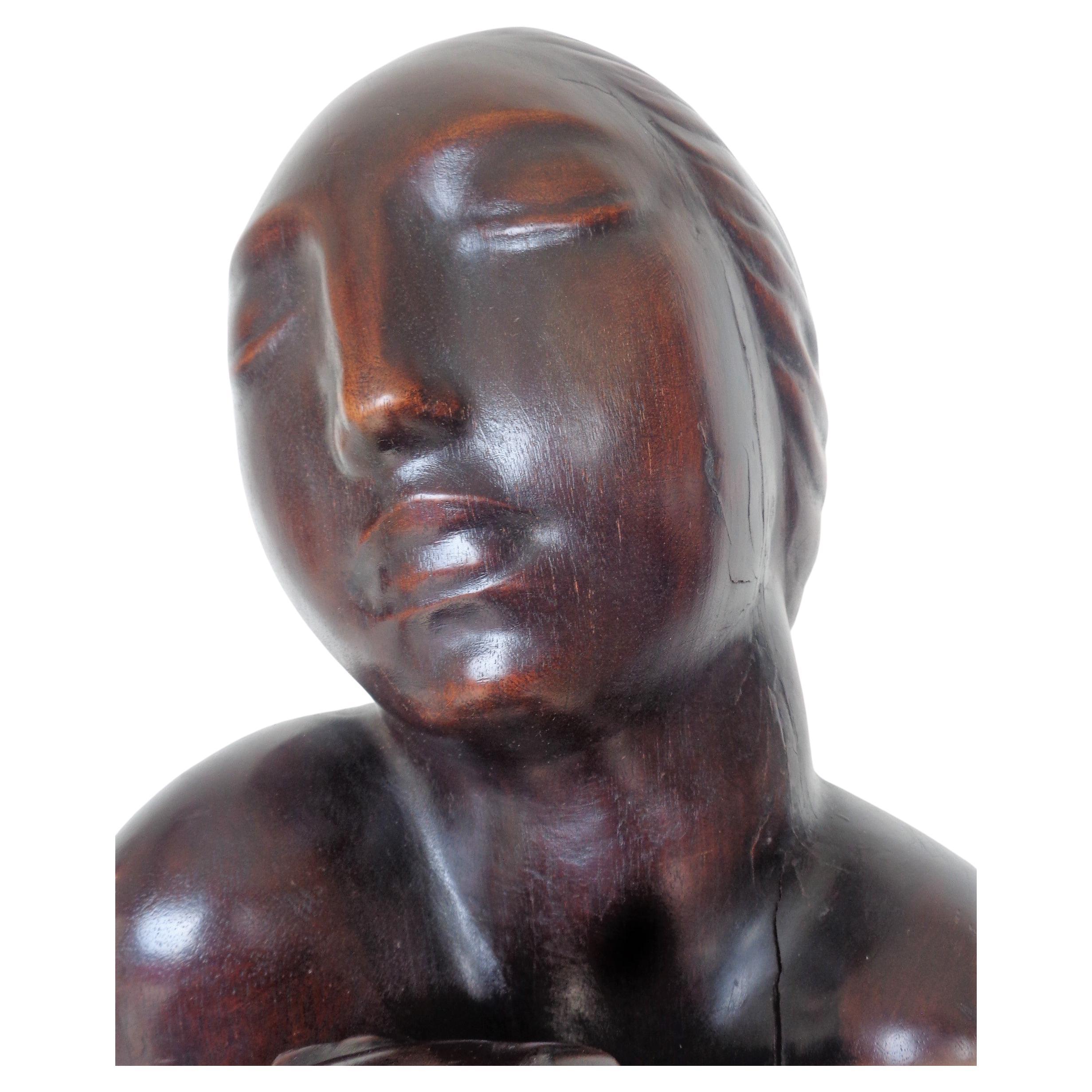 French Art Deco Walnut Sculpture Nude Woman, circa 1920 For Sale 10