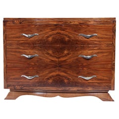 French Art Deco Walnut serpentine Chest of Drawers