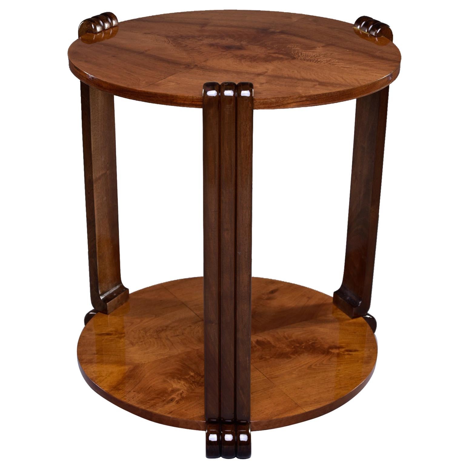 French Art Deco Walnut Side or Center Table