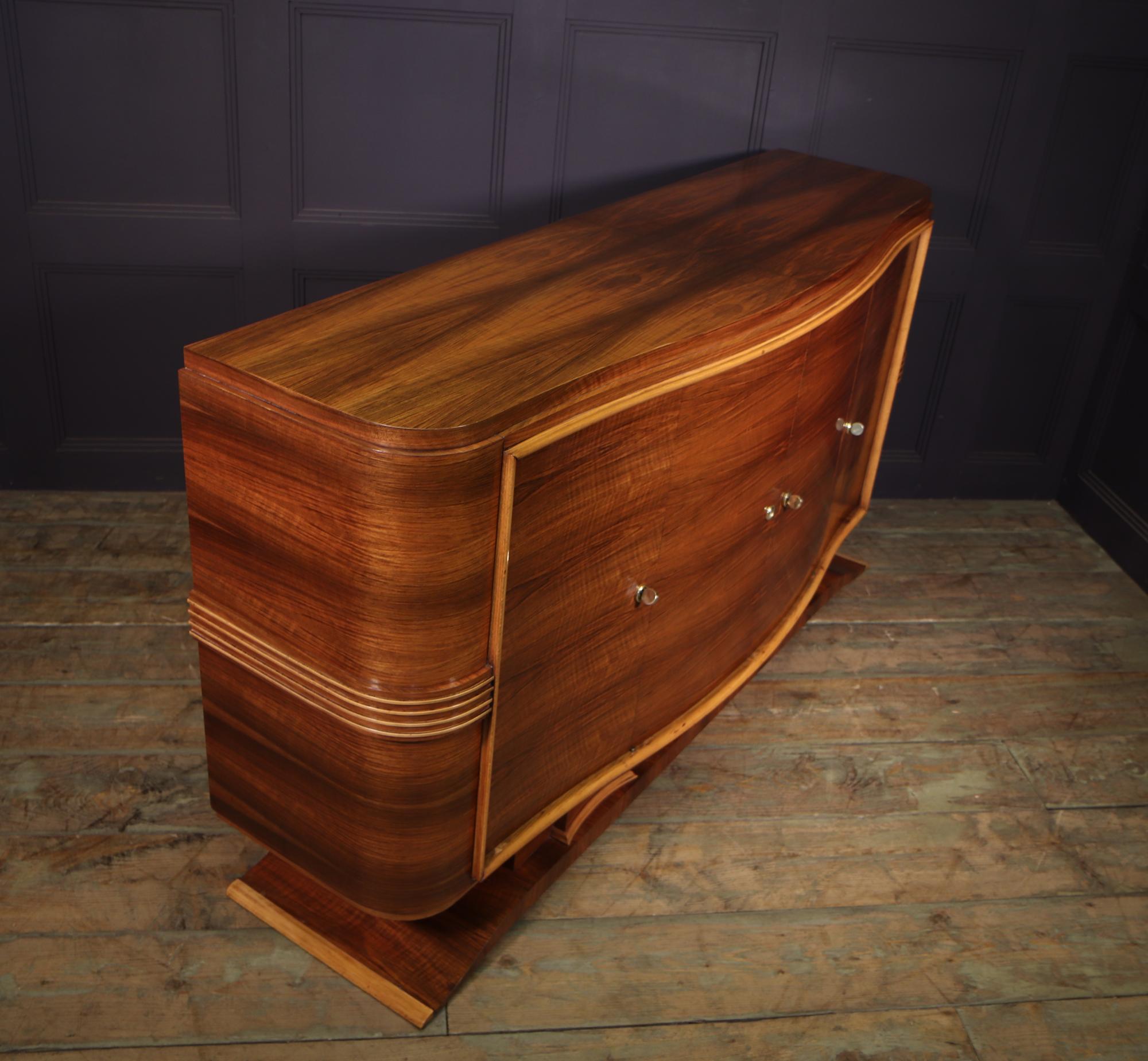 Sideboard aus Nussbaumholz im Art déco-Stil, 1 2