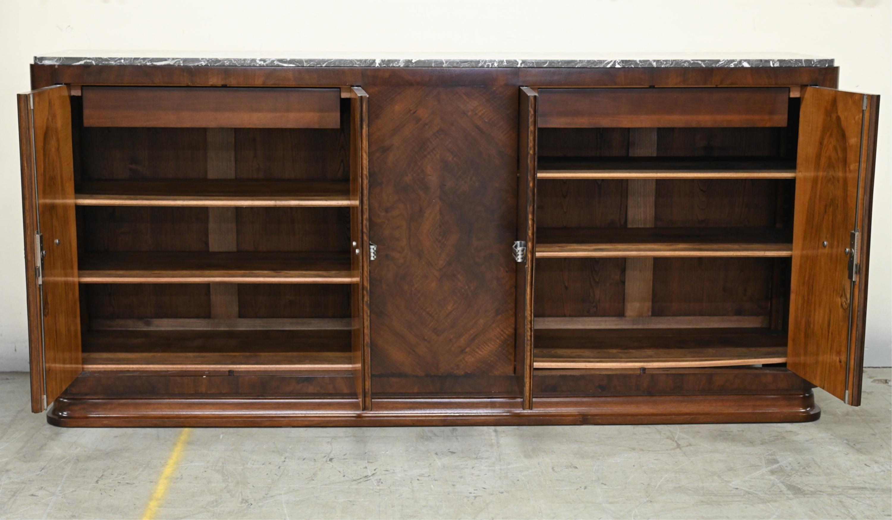 French Art Deco Walnut Sideboard Buffet Credenza In Good Condition In Long Island City, NY