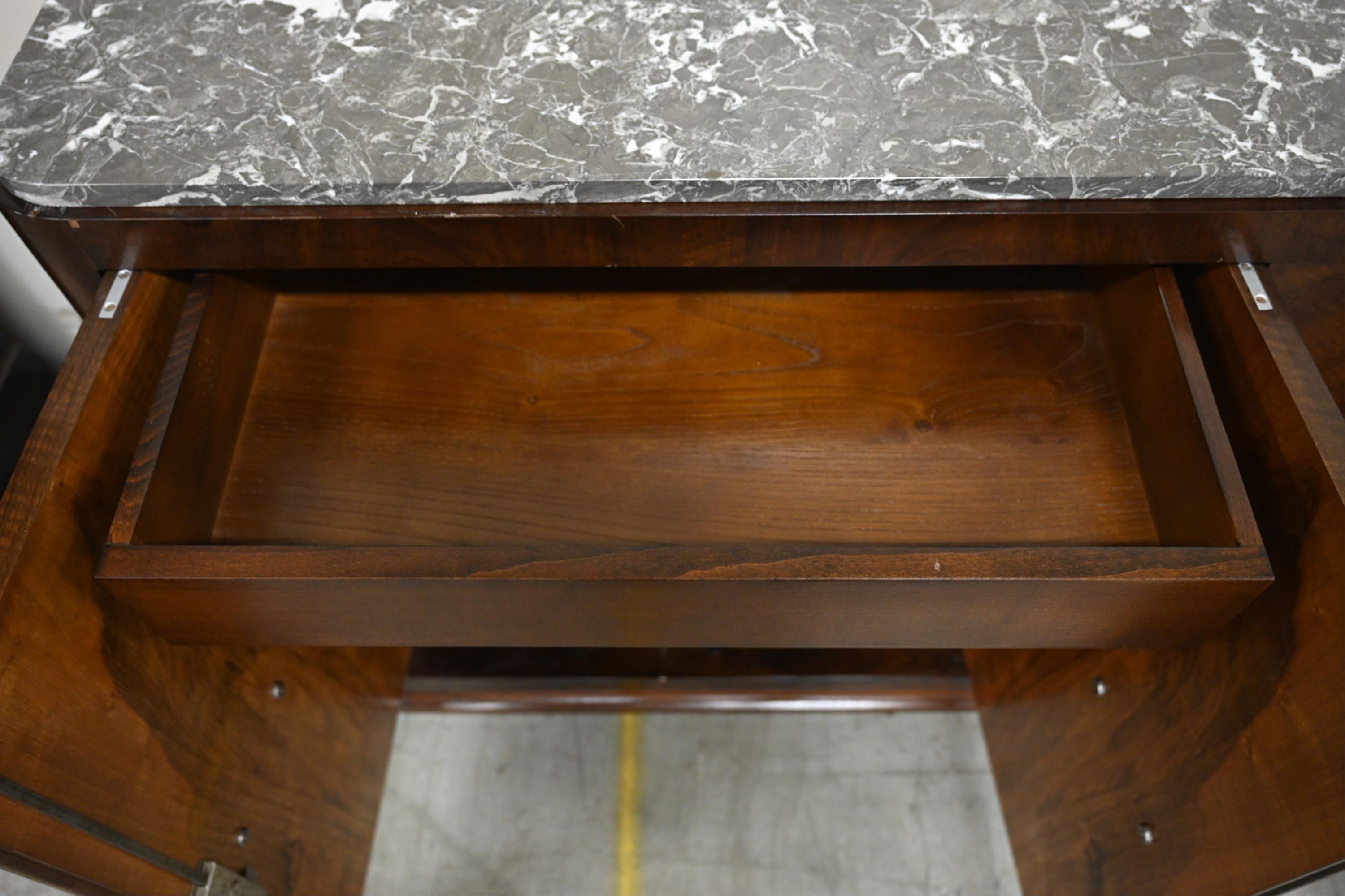 French Art Deco Walnut Sideboard Buffet Credenza 1