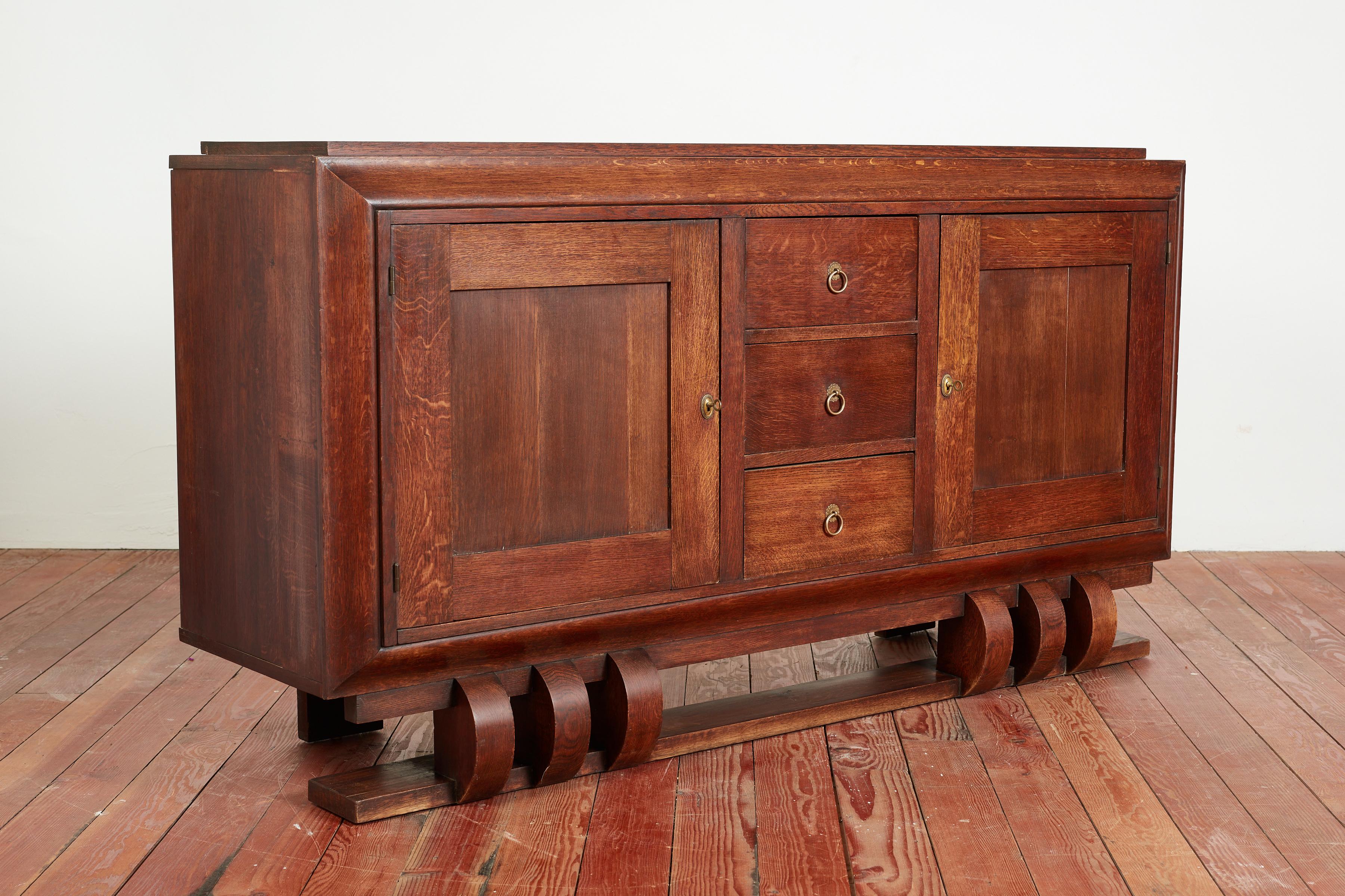 French Art Deco Walnut Sideboard  In Good Condition For Sale In Beverly Hills, CA