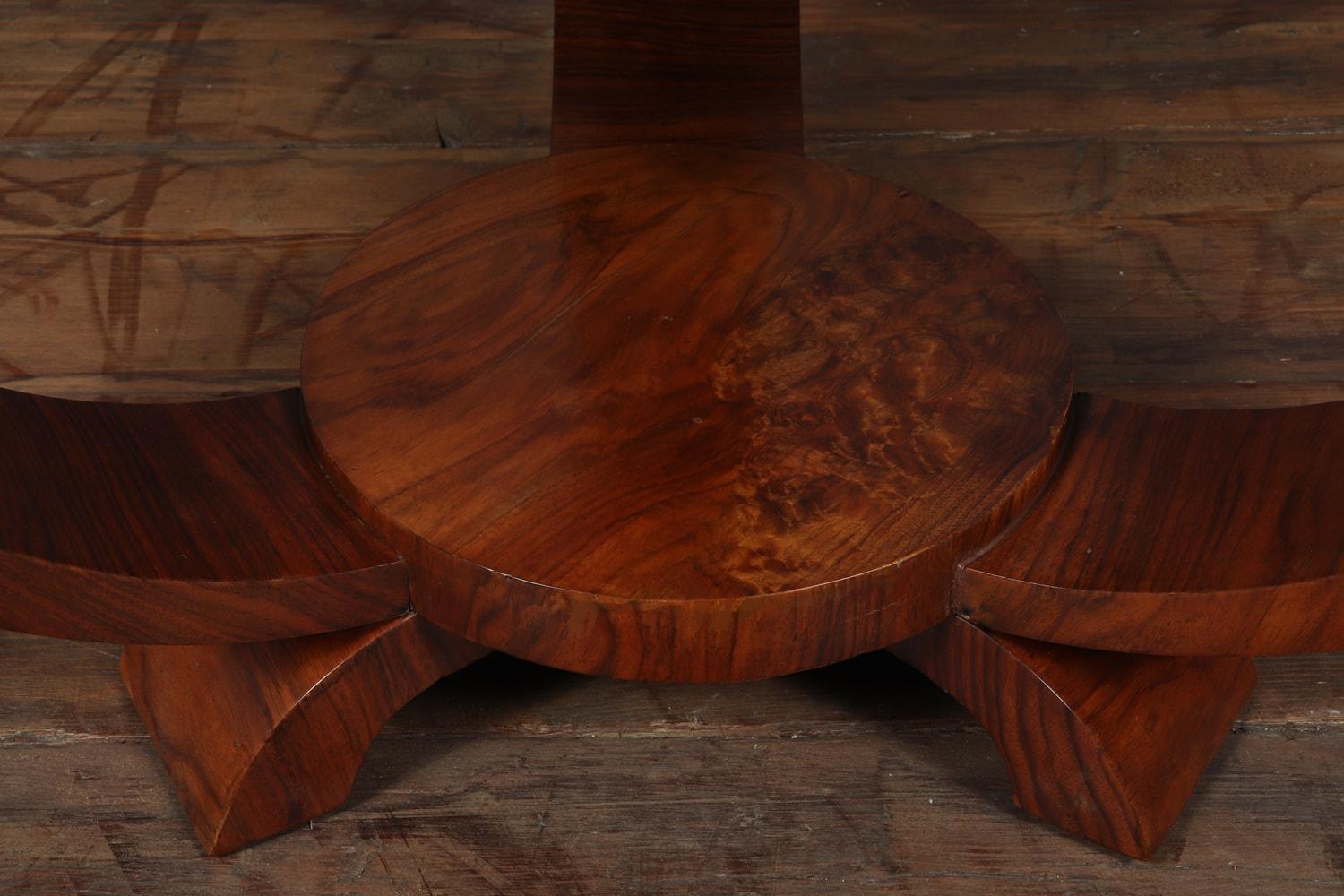 Wood French Art Deco Walnut Table, 1930