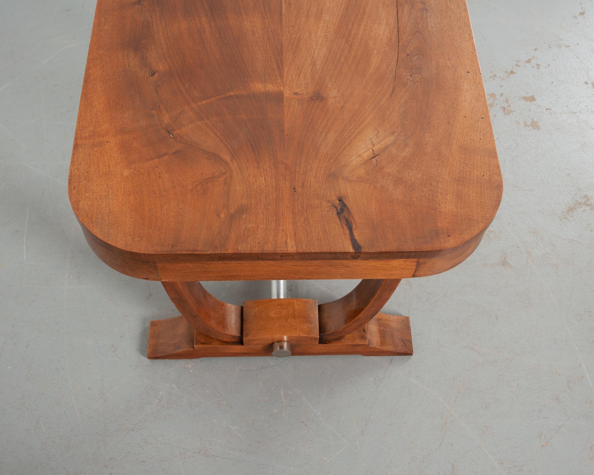 20th Century French Art Deco Walnut Table For Sale