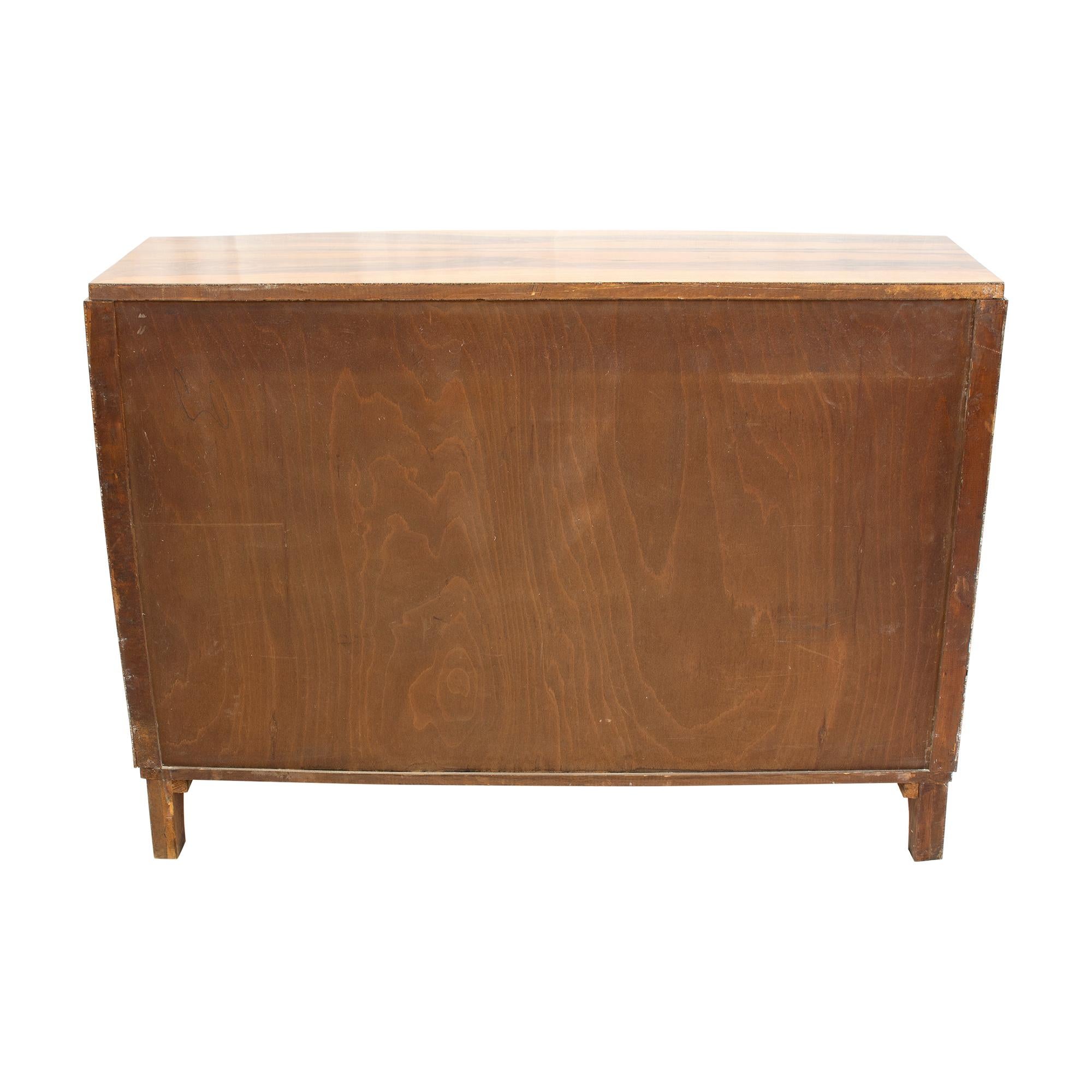 Polished French Art Deco Walnut Veneer Sideboard For Sale