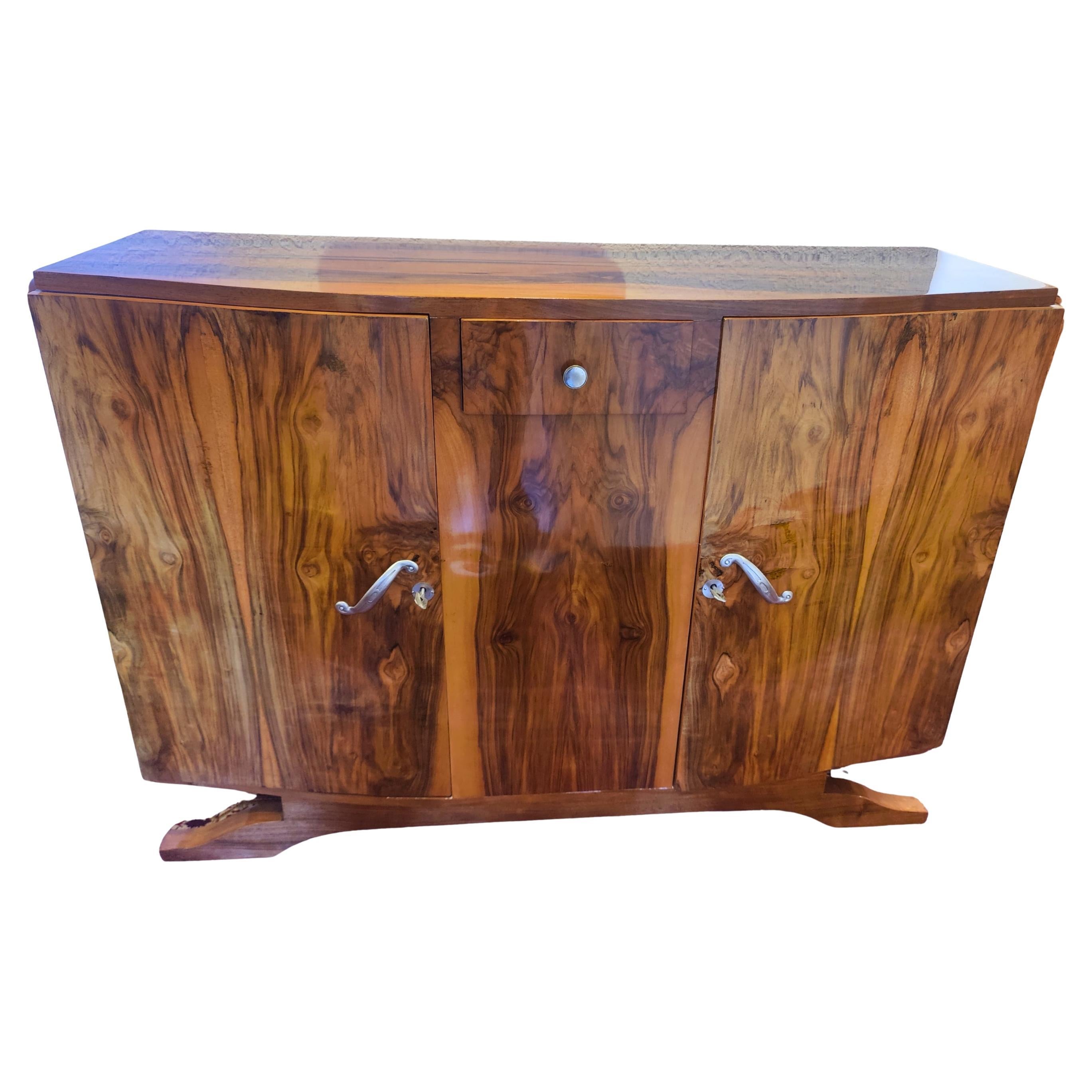 Credenza francese Art Déco in noce impiallacciato