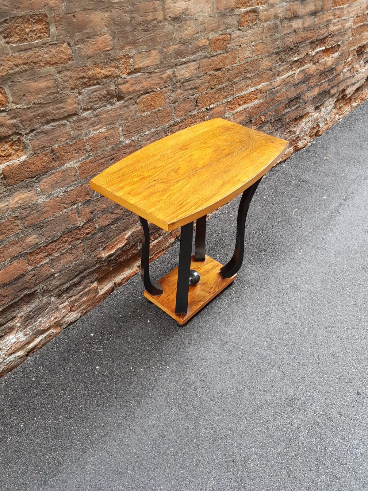 French Art Deco Walnut Wood Small Side Table 6