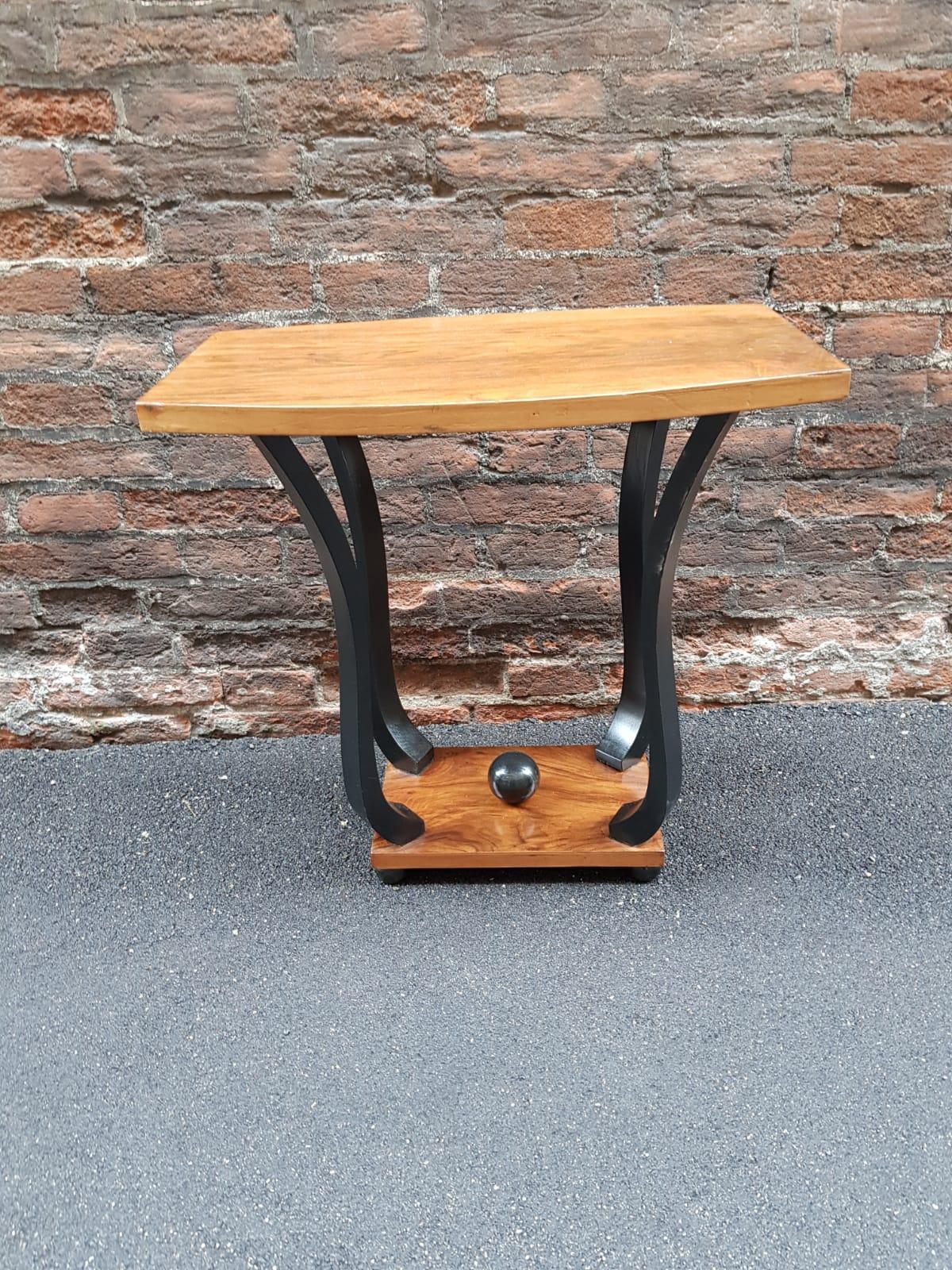 French Art Deco Walnut Wood Small Side Table 7