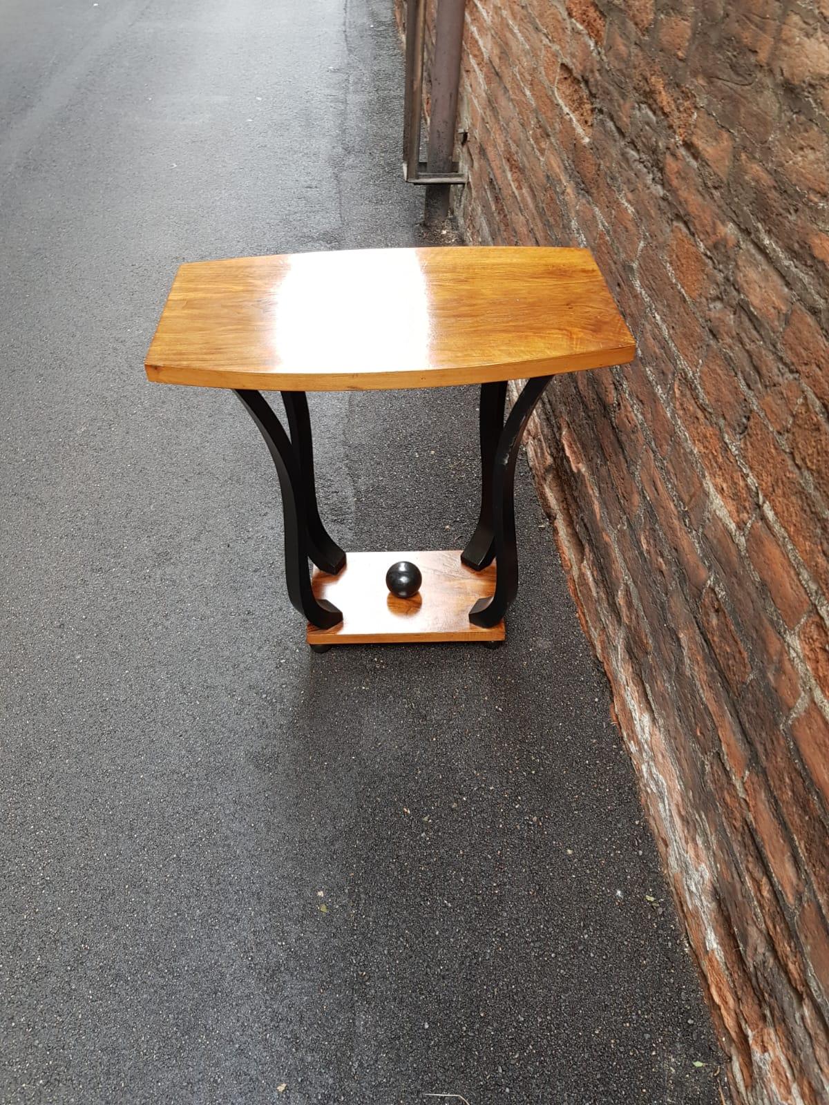 French Art Deco Walnut Wood Small Side Table 8