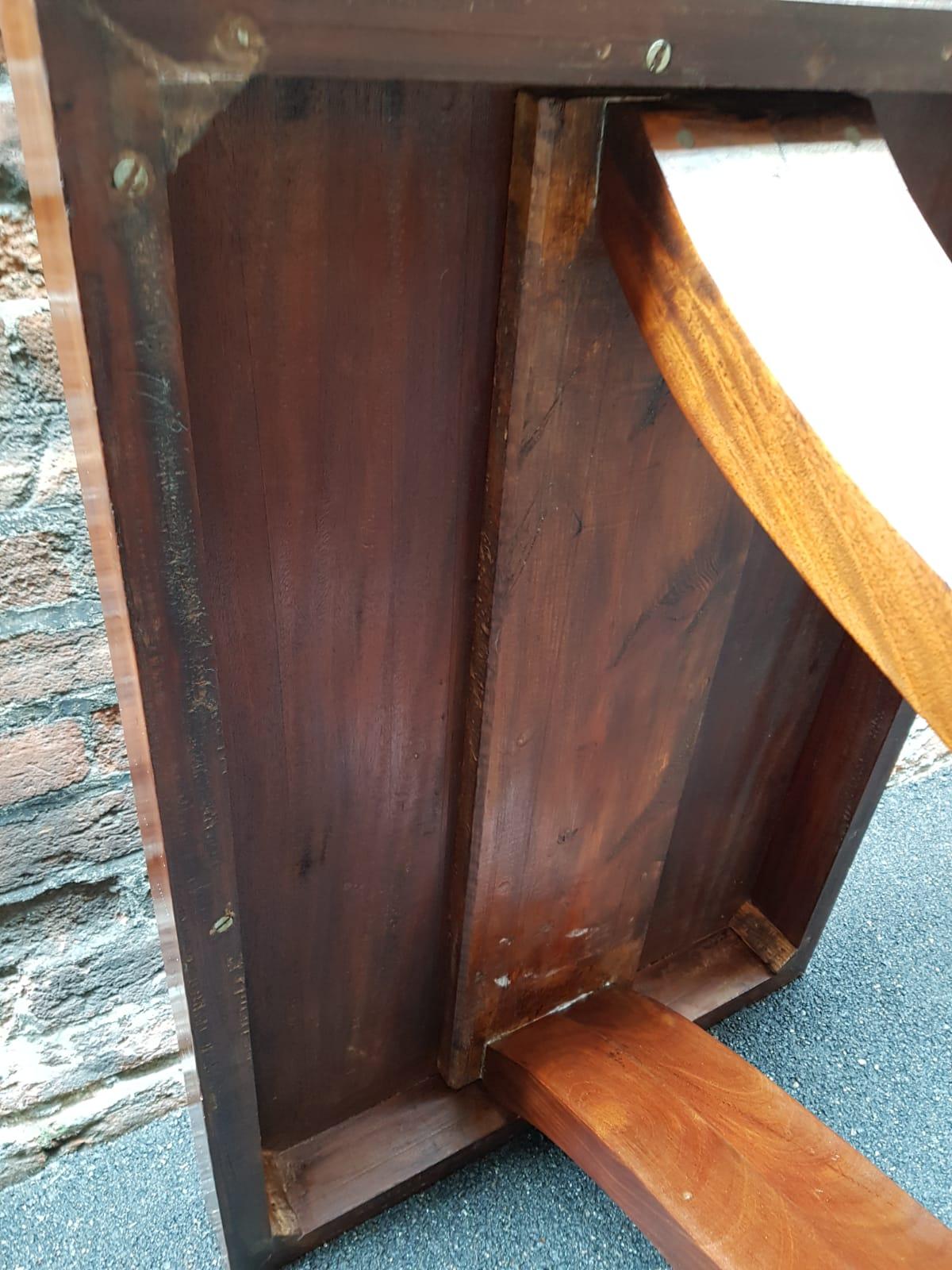 Italian French Art Deco Walnut Wood Small Side Table