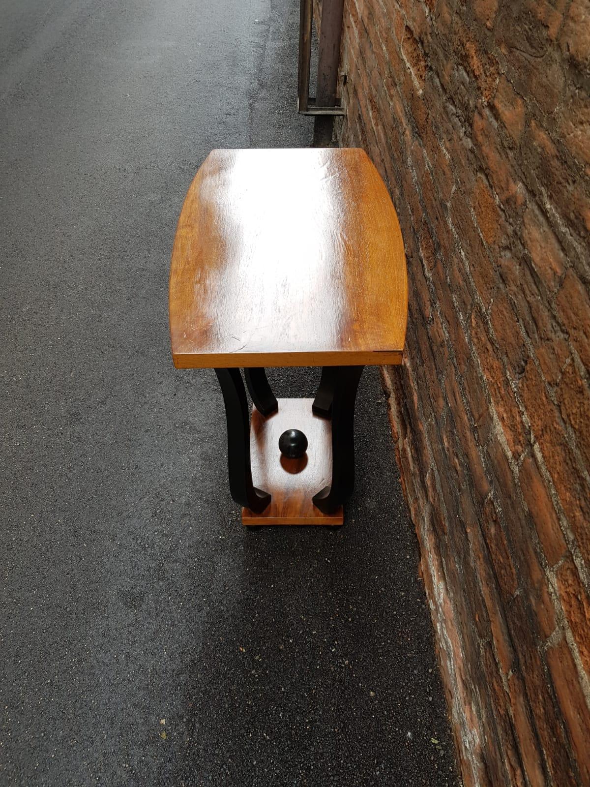 20th Century French Art Deco Walnut Wood Small Side Table