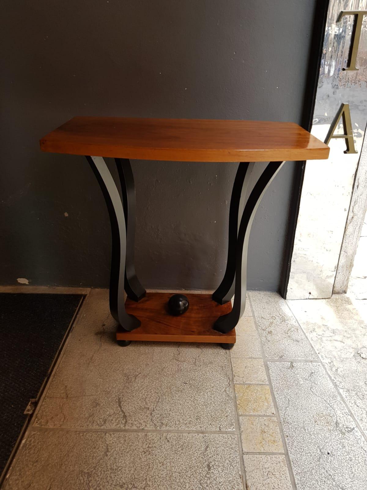French Art Deco Walnut Wood Small Side Table 2