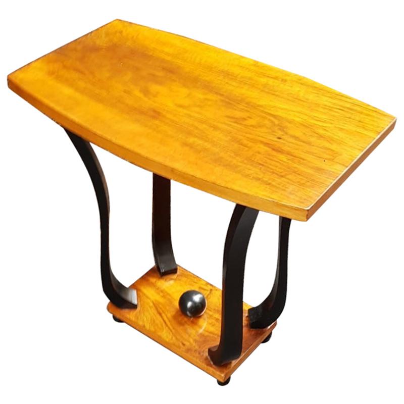 French Art Deco Walnut Wood Small Side Table