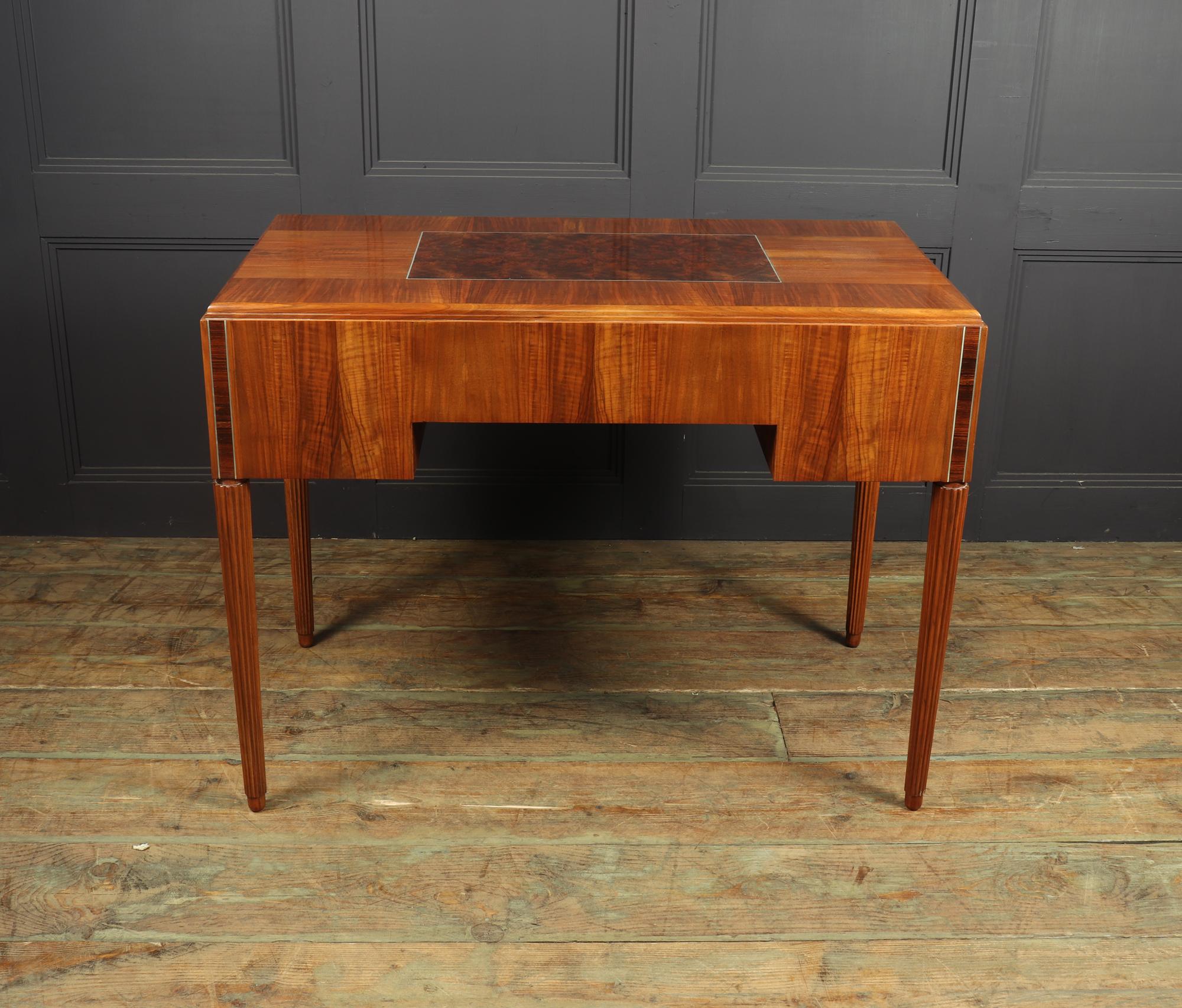 French Art Deco Walnut Writing Table Desk 11