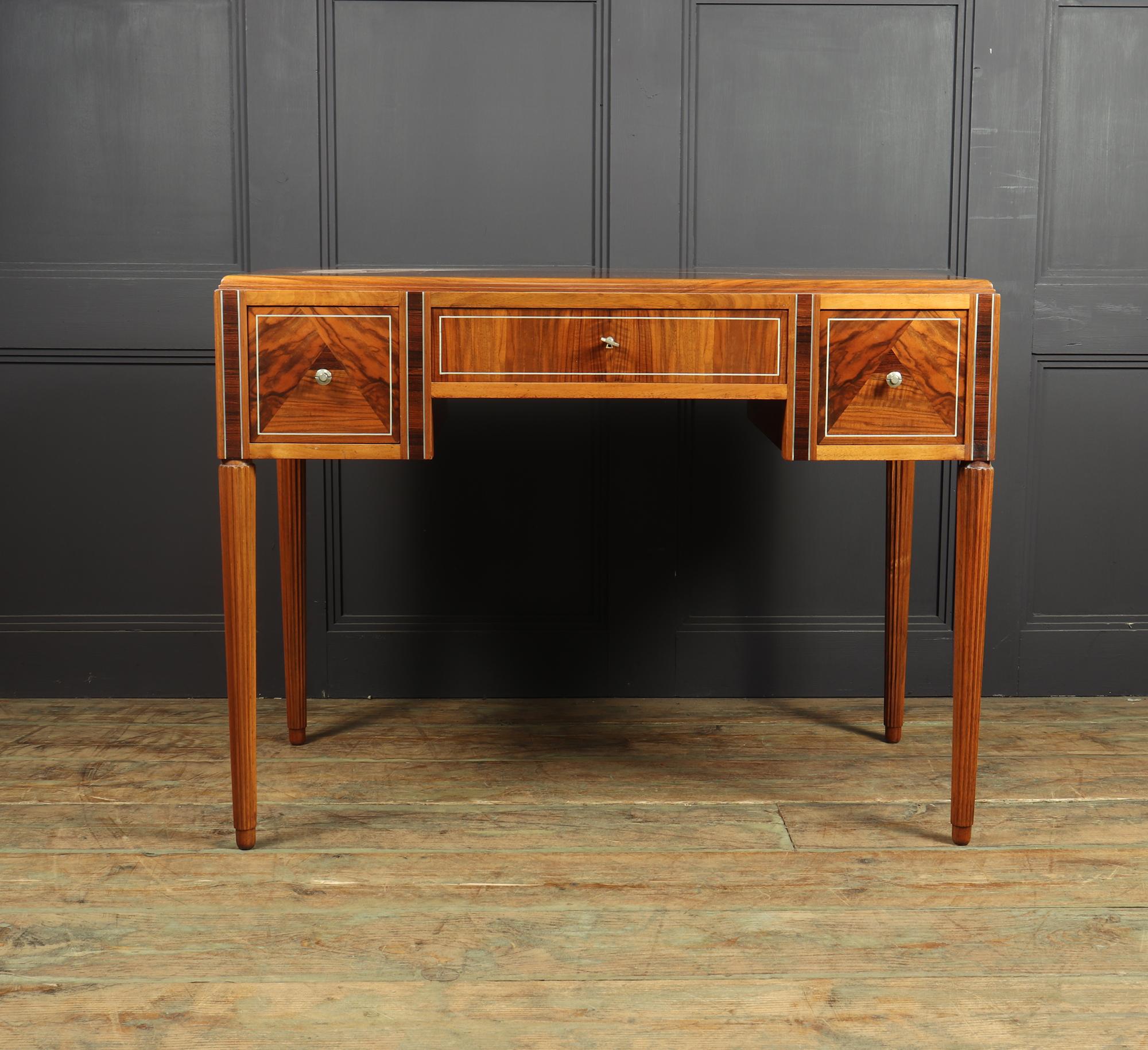 French Art Deco Walnut Writing Table Desk 2