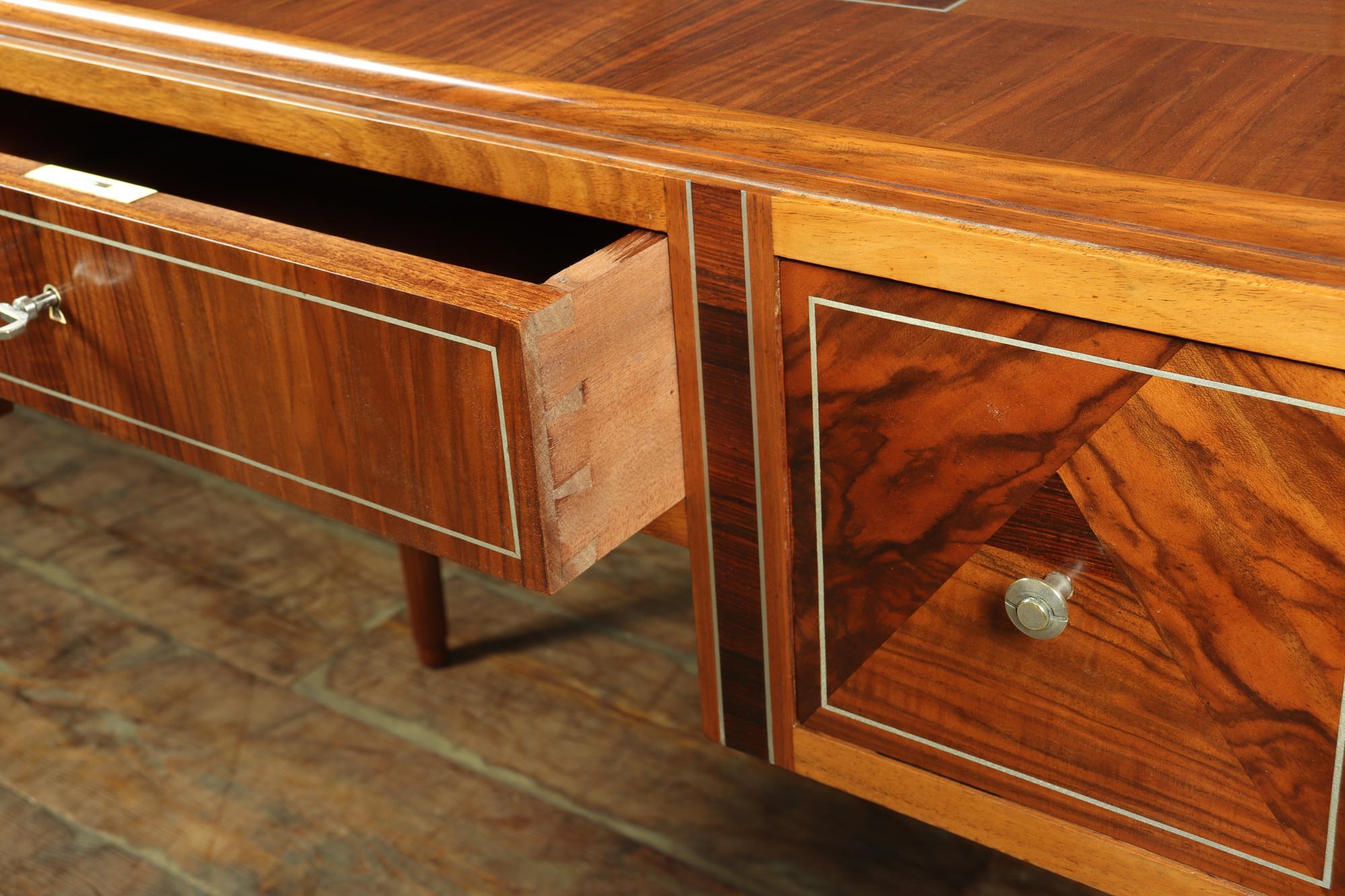 French Art Deco Walnut Writing Table Desk 5