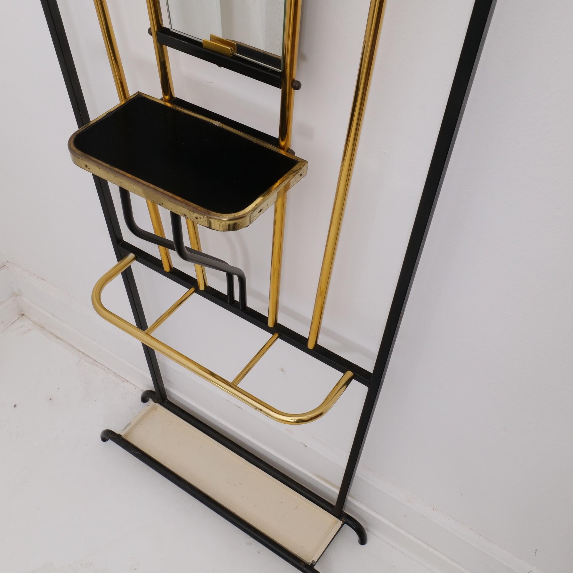 Mid-20th Century French Art Deco Wardrobe Coat Rack and Umbrella Stand with Mirror