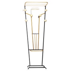 Used French Art Deco Wardrobe Coat Rack and Umbrella Stand with Mirror