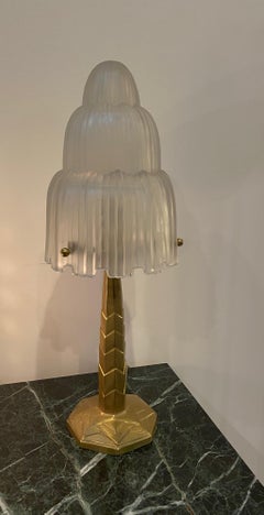 French Art Deco "Waterfall" Table Lamp Signed by Sabino