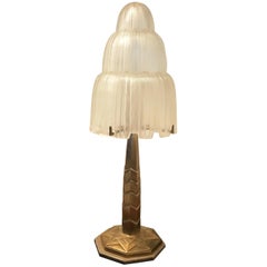 French Art Deco "Waterfall" Table Lamp Signed by Sabino