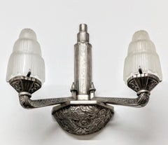 Pair of French Art Deco Waterfall Wall Sconces Signed by Sabino
